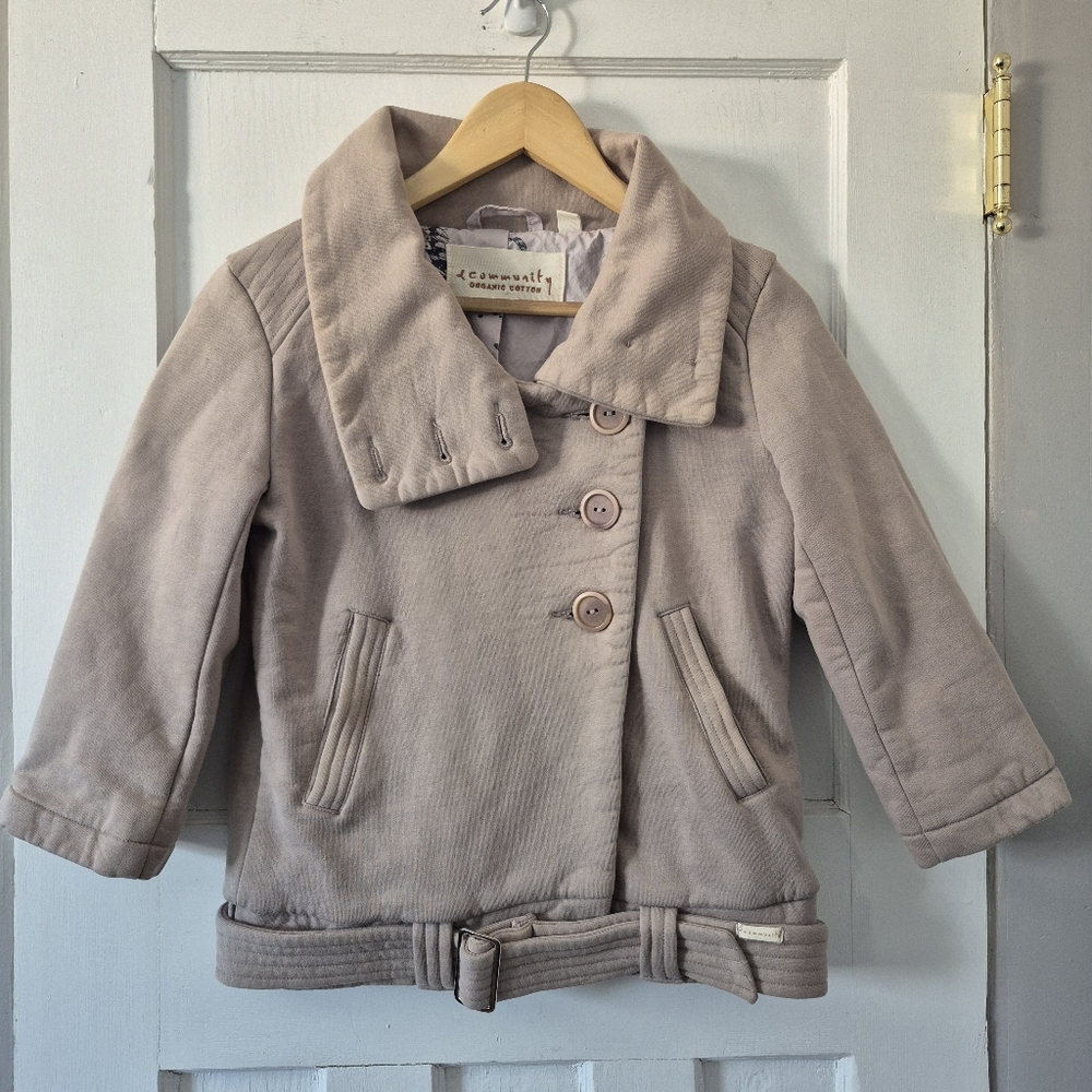 Aritzia Community Moto Jacket Organic Cotton Beige Sz S